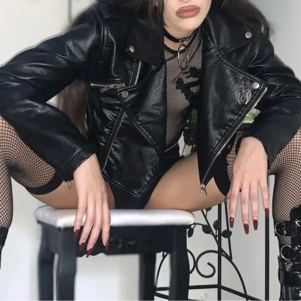 Current Mood Cropped Moto Jacket Size S